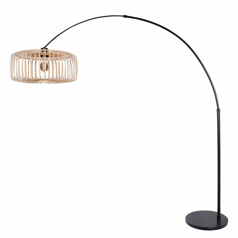 Steinhauer Booglamp Sparkled Light zwart/multicolor met bamboe en metaal, Hoogte: 240 cm