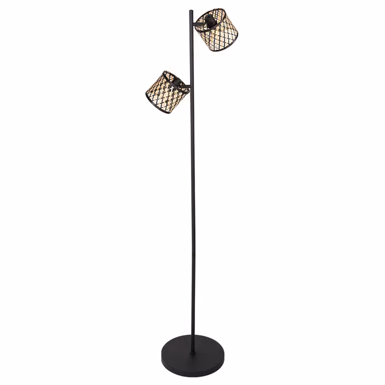 Steinhauer Sumba Vloerlamp met bamboe kappen, beige/zwart/bruin, B/D/H: 28 x 12 x 150 cm