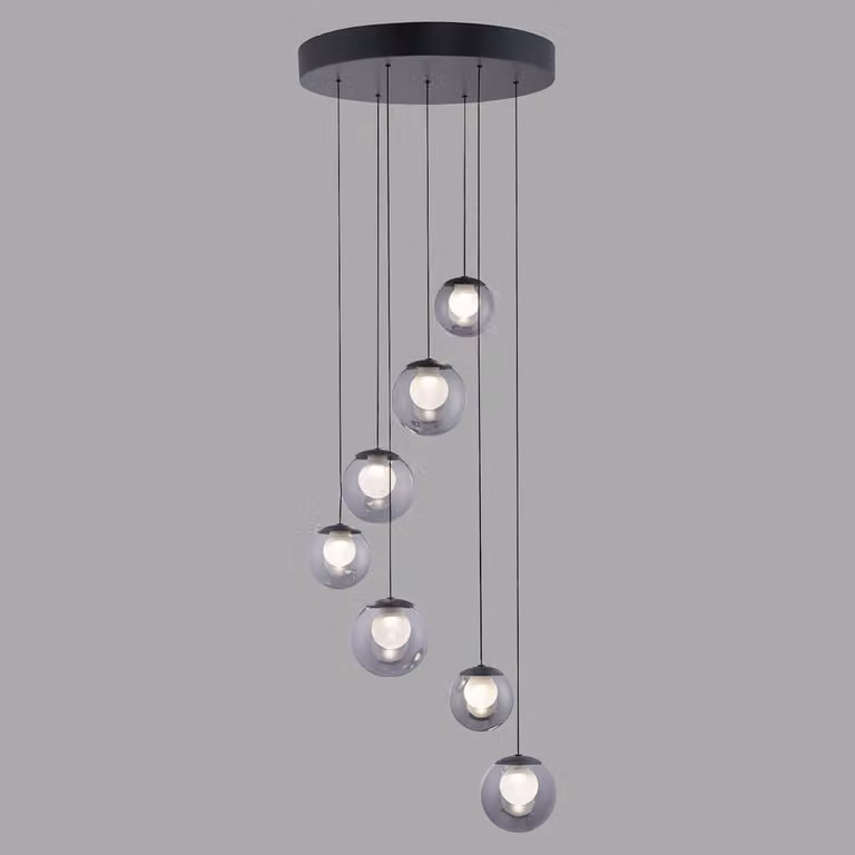 Paul Neuhaus Pure Popup 7-lichts LED hanglamp - Grijs/Transparant - Ø 40 cm