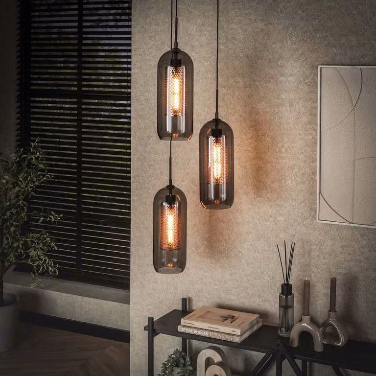 Lyora Hanglamp Smoke Grijs Modern Glas en Aluminium Ø 35 cm