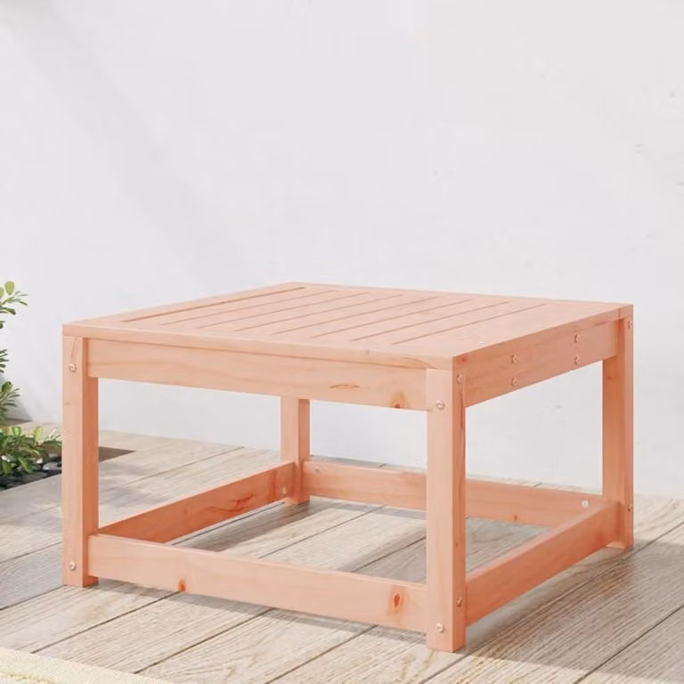 Houten Voetenbank Tuin Poef van Massief Douglas Hout voor Buiten - Natuurlijk - B/D/H: 67 x 23 x 16.5 cm