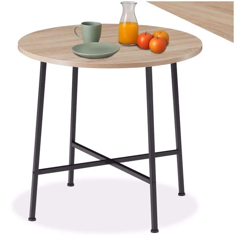 TecTake Eettafel Ennis Ronde Eettafel Industrieel Licht Hout Eiken Sonoma B: 80 cm, D: 76 cm