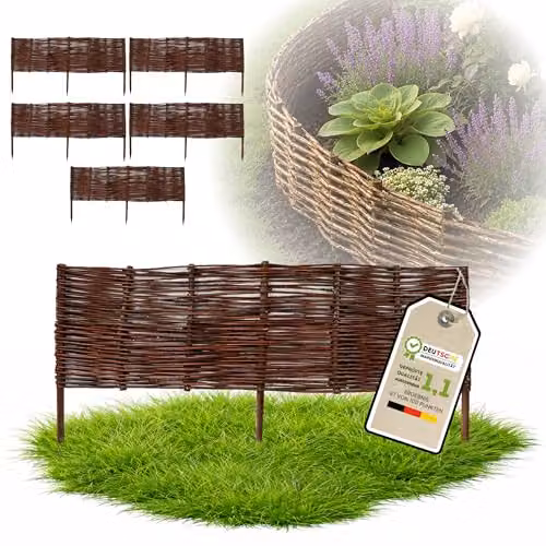 Floranica Set van 5 Wilgenvlechtwerk Tuinschermen, H: 20 cm, B: 100 cm