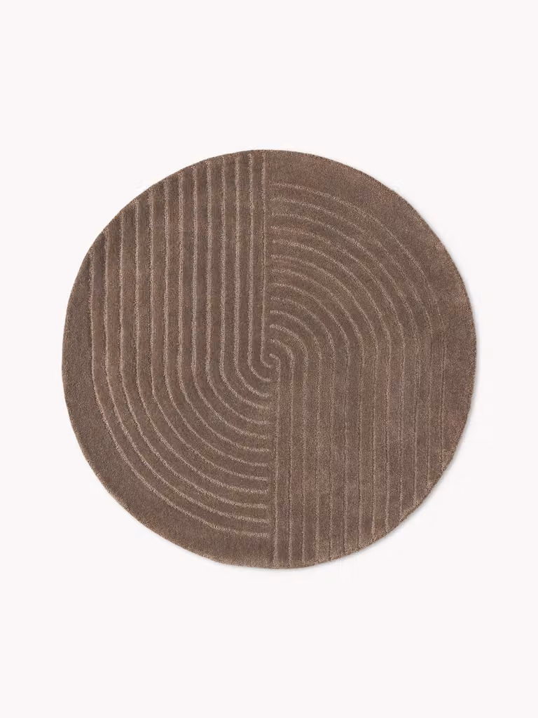 Westwing Collection Mason Rond Handgetuft Wollen Vloerkleed met Geometrisch Design