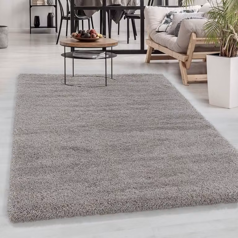 Hoogpolig Vloerkleed Beige van Polyester voor Woonkamer en Slaapkamer - 240 x 340 cm