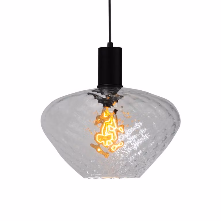 Masterlight Porto Hanglamp zwart met Blossom transparant glas, Ø 30 cm