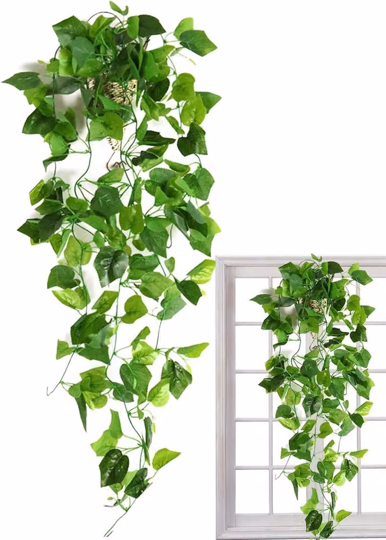 Genérico Kunstmatige Hangplant met Bladeren, 1,9 m, Groene Decoratie voor Binnen en Bruiloften