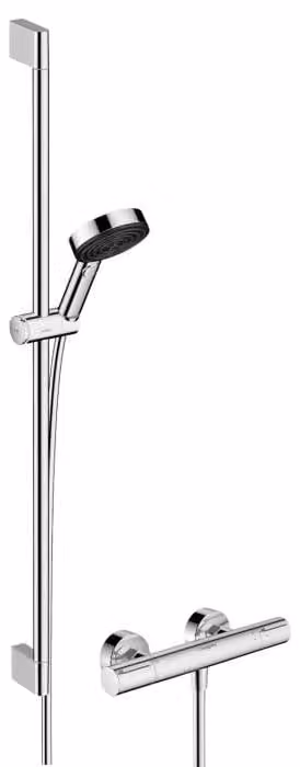 Hansgrohe Pulsify Select S douchesysteem 105 met 3 straalpatronen en Ecostat element, douchestang 90 cm
