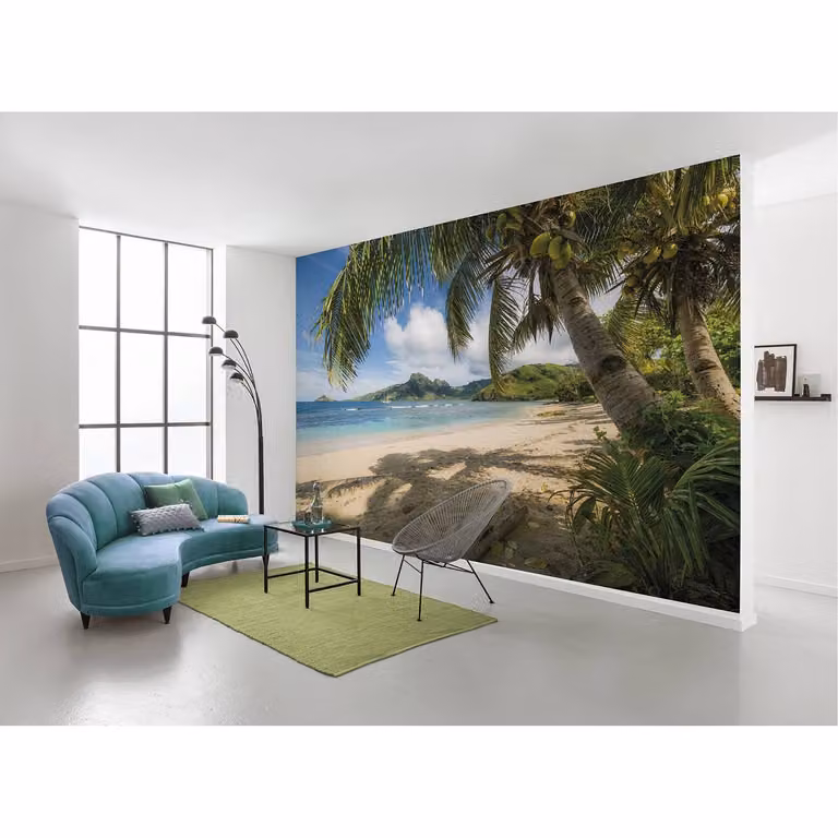 home24 Fotobehang Strandoase Zuidzee, Multicolour en Blauw, Breedte: 450 cm, Hoogte: 280 cm