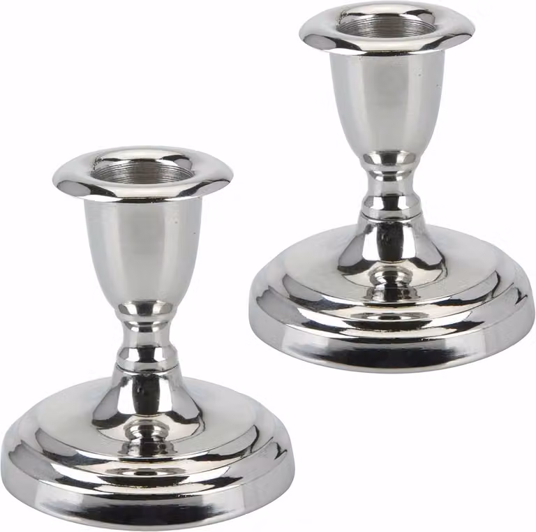 Set van 2 Zilverkleurige Kandelaars voor Staafkaarsen – Elegante Decoratie voor Elk Interieur