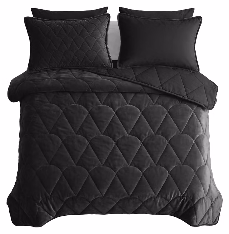 Sleeptime Lazy Dekbed Velvet Zwart met Luxe Kussenslopen, 200 x 200 cm