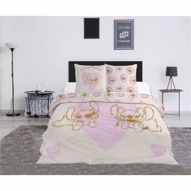 Lilo en Stitch Dekbedovertrek Heart Polykatoen 240 x 220 cm