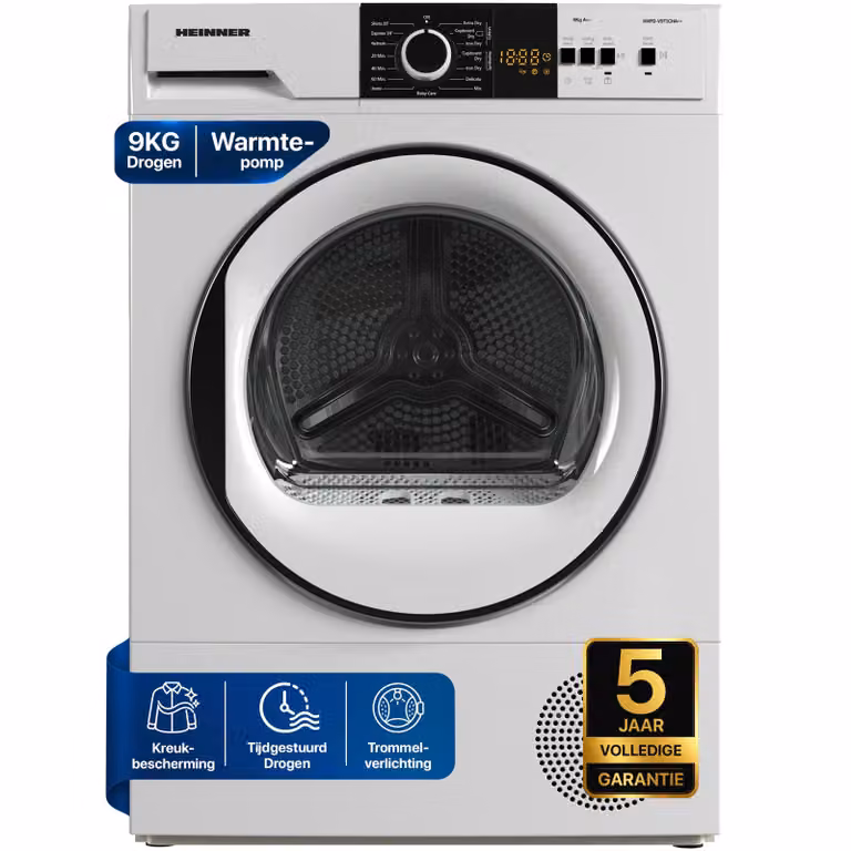 Heinner HHPD-V9T1CHA Vrijstaande Warmtepompdroger, 9 kg, Wit