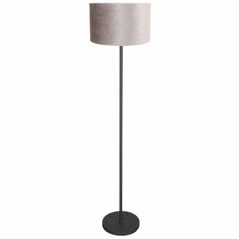 Steinhauer Vloerlamp Noor Zilver/Zwart/Grijs met Textiele Kap E27 Hoogte: 134 cm, Breedte: 20 cm