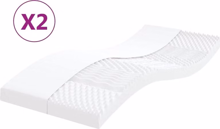 Syfax Comfort Foam Schuimmatrassen 2 stuks, 7 zones, hardheid 20 ILD, 100x200 cm, wit