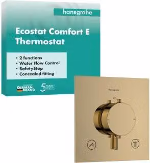 Hansgrohe Ecostat Comfort E thermostaatkraan inbouwmodel met 2 aansluitingen en safety stop, gepolijst goud