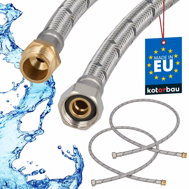 KOTARBAU 2 stuks Flexibele Sanitaire Aansluitslang 3/8" x 3/8" Buitendraad x Binnendraad Roestvrijstaal Lengte: 120 cm