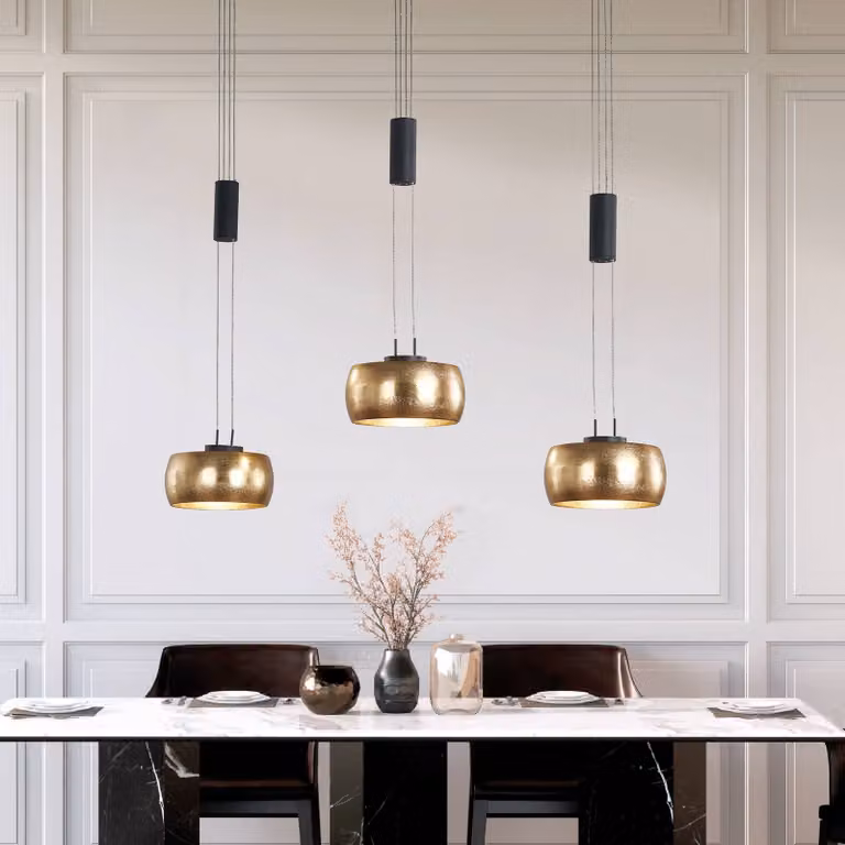 Fischer & Honsel Colette 3-lichts hanglamp - Messing/Goud/Zwart - Modern Metaal