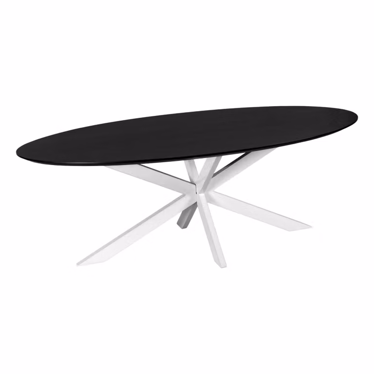 QUVIO Eettafel Sofia - Ovaal - 220 x 100 cm - Zwart