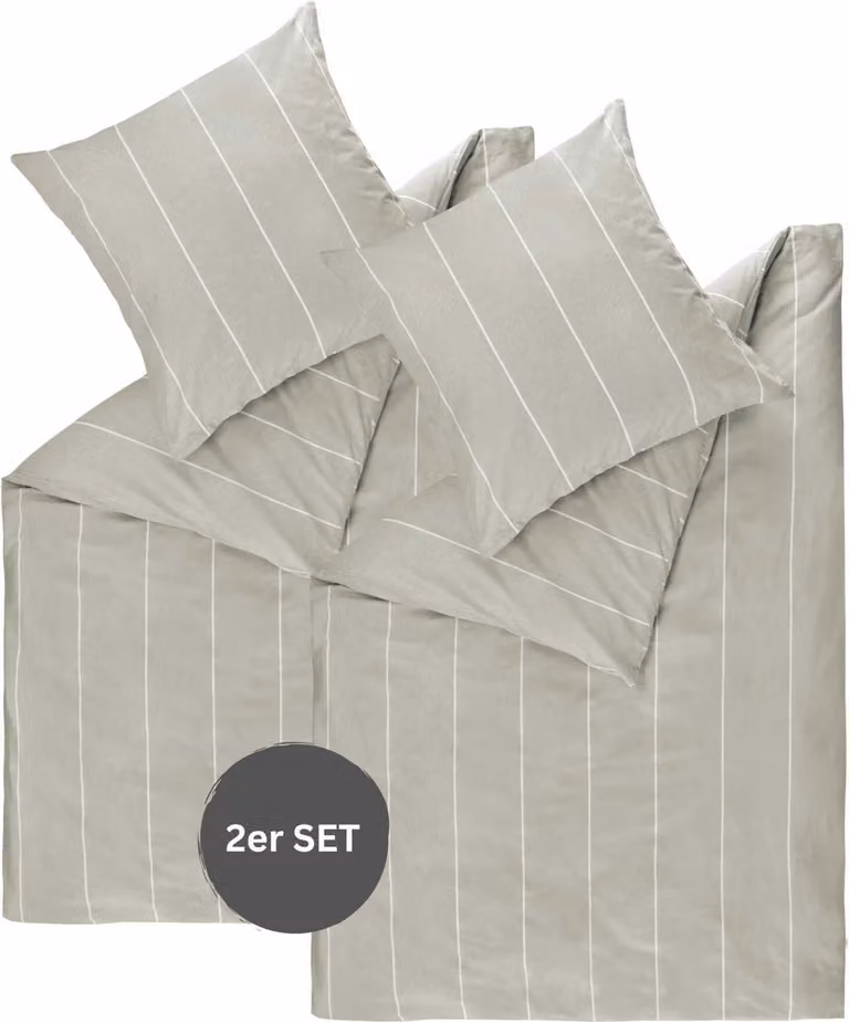 ESPRIT HARPLINES Versterkte kussenslopen en beddengoed set, Grijs, 140 x 200 cm, 2-delig