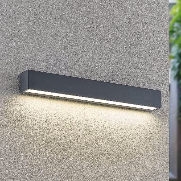 Arcchio Lengo LED buiten wandlamp - Modern aluminium - Zwart/Grijs - Downlight voor tuin en balkon