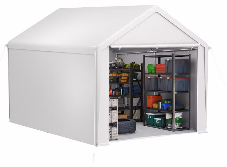 ACXIN Multifunctionele carport-paviljoen met afneembare zijwanden, UV- en waterbescherming, wit, 3 x 4 m