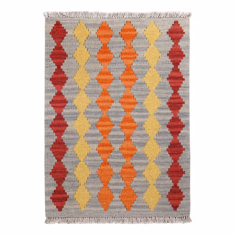 home24 Kelim Gashgai laagpolig vloerkleed rood multicolor wol B: 63 cm, H: 88 cm