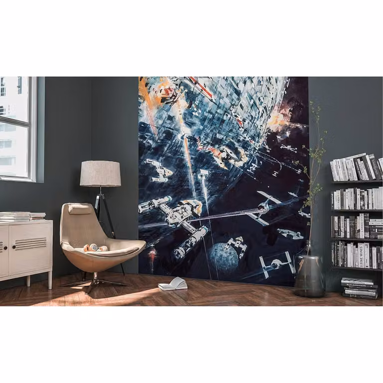home24 Fotobehang Star Wars Classic Dogfight Breedte: 200 cm, Hoogte: 275 cm