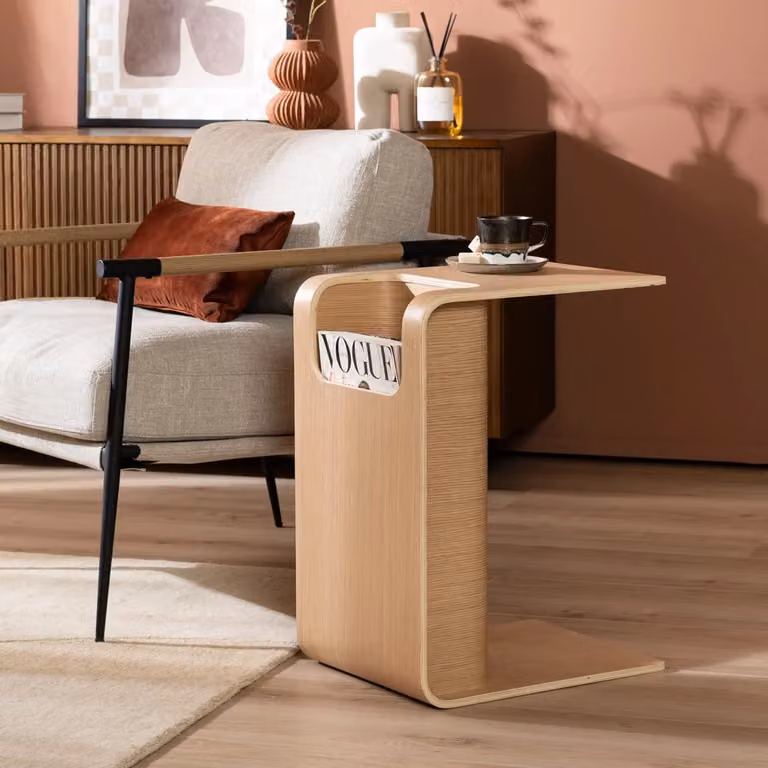 Scandinavische Isla bijzettafel/salontafel in natuurlijk eikenhout, B: 60 cm, D: 35 cm, H: 45 cm