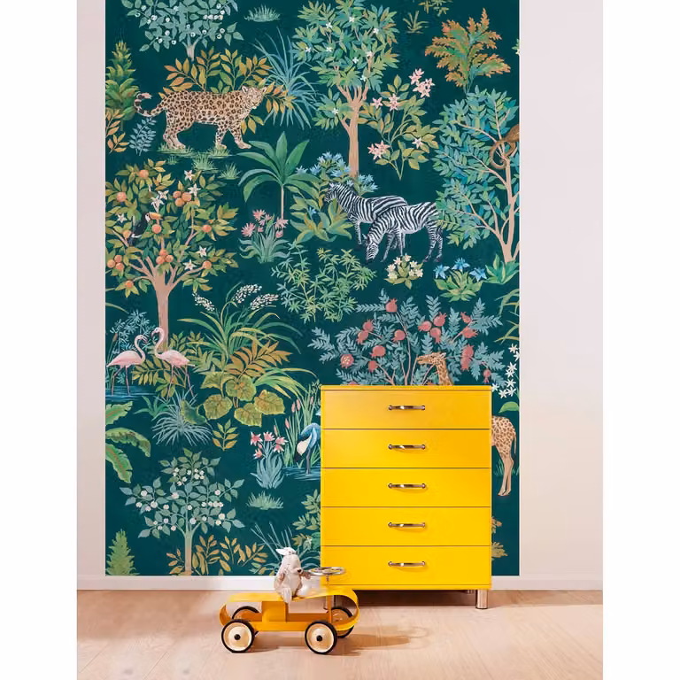 home24 Vlies-fotobehang Happy Jungle, Multicolore/Groen, B: 200 cm, H: 280 cm