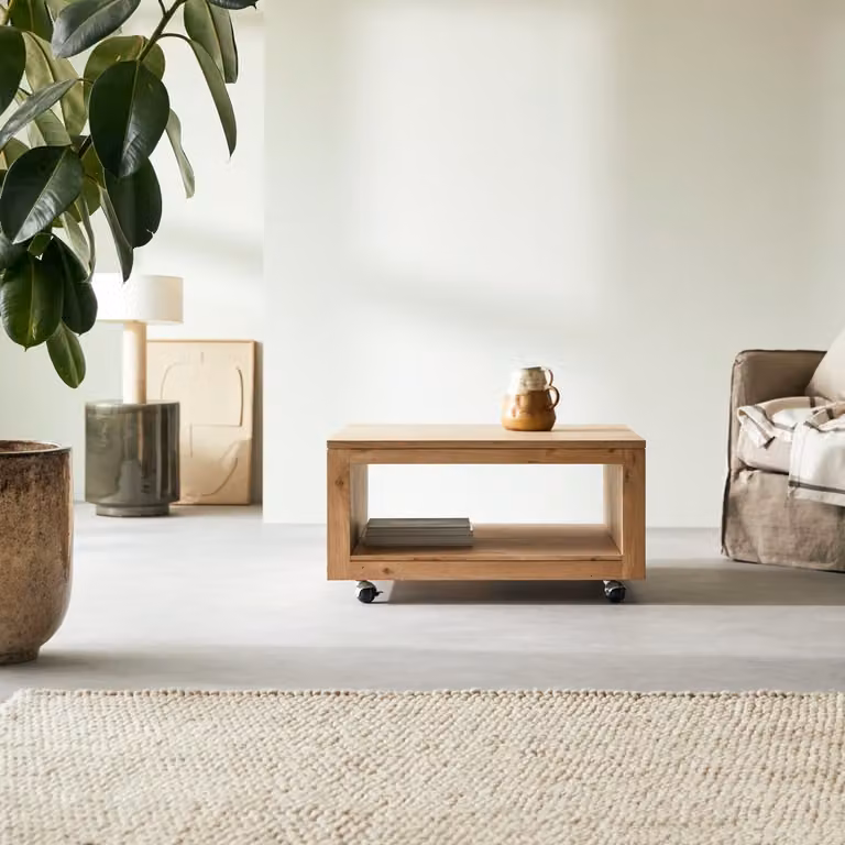 Tikamoon Anoa Vierkante Salontafel van Massief Eikenhout - Bruin