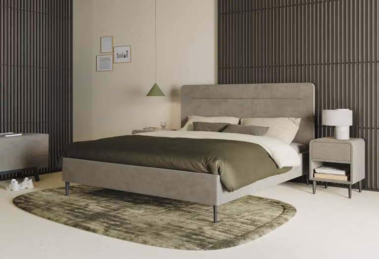 Home 365 Modern Upholstered Bedframe - Grey Fabric