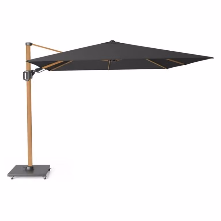 Platinum Challenger T² zweefparasol met premium doek in Faded Black en Teak look, B/D/H: 300 x 300 cm