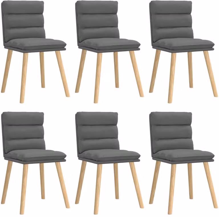 vidaXL Set van 6 Eetkamerstoelen in Donkergrijs Stof