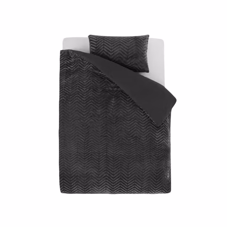 Sleeptime Chevron Teddy Dekbedovertrek Antraciet 140 x 200/220 cm