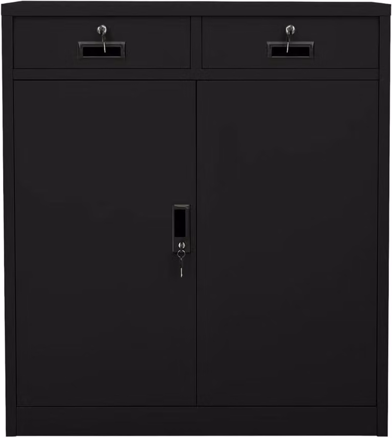 Zwarte archiefkast met slot voor documentenopslag, B/D/H: 90 x 40 x 102 cm