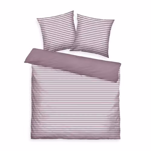 Tom Tailor Beddengoed Set met Strepen, Paars en Wit, 100% Katoen Renforcé, Omkeerbaar, Dekbedovertrek 200 x 220 cm en 2 Kussenslopen 80 x 80 cm