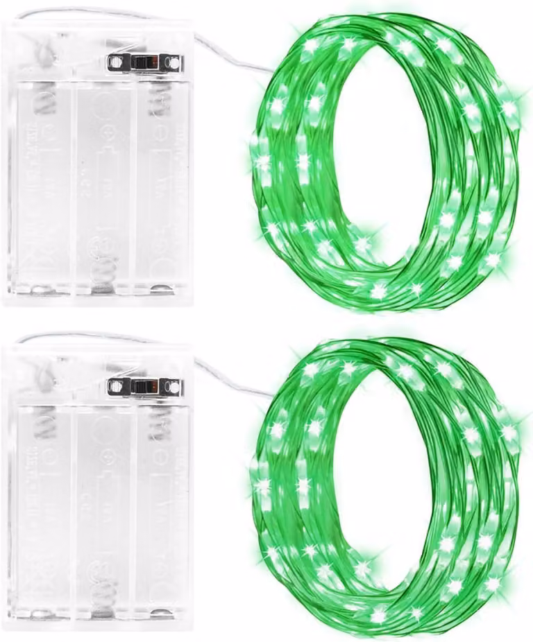 Set van 2 lichtslingers met batterij en timer, 3 m, 30 micro LED voor Halloween