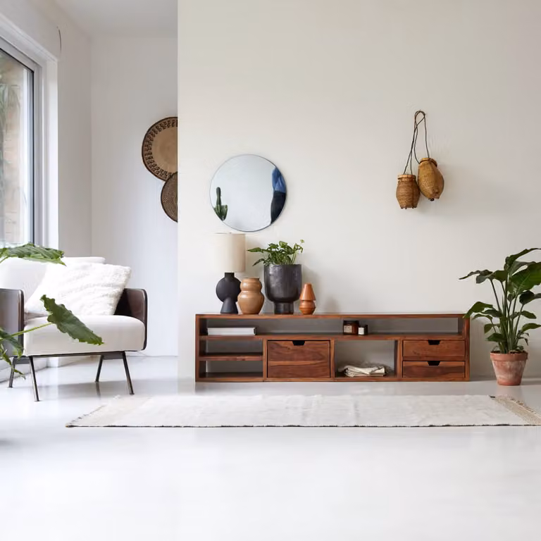 Tikamoon Kwarto tv-meubel van massief palissaderhout - Bruin - Breedte: 170 cm