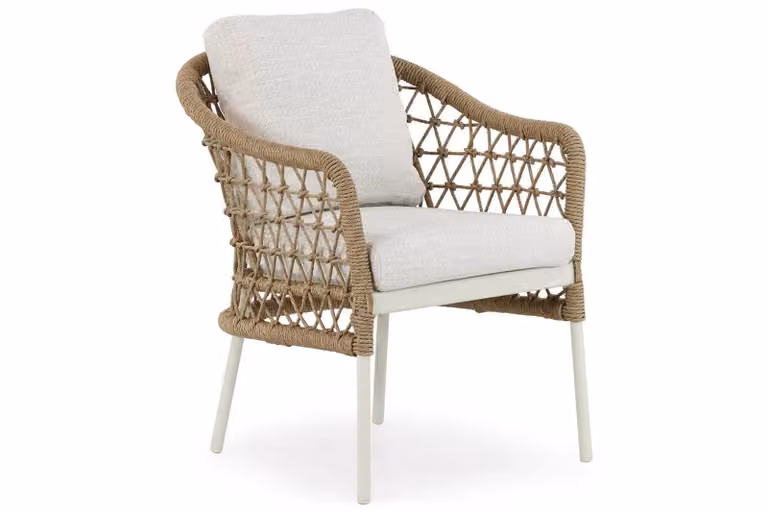 Coco Bali dining tuinstoel in beige en wit met aluminium en rattan