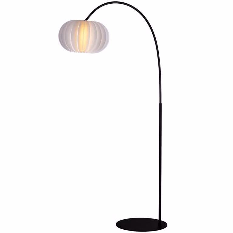 Masterlight Arena Design Booglamp met Witte Stoffen Kap