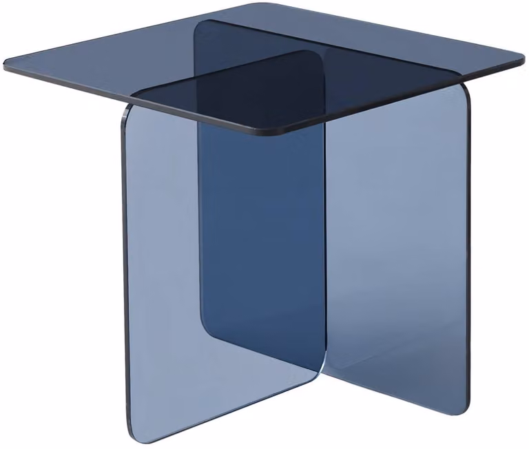 Sweek Glintz Vierkante Bijzettafel van Gehard Glas B/D/H: 50 x 50 x 46 cm
