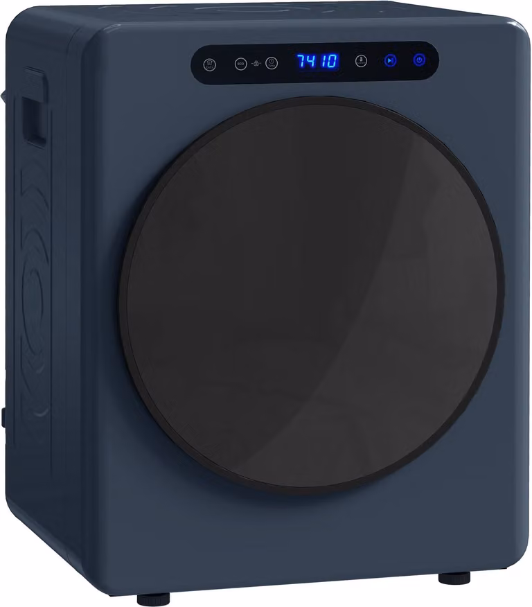 HOMCOM Mini Afvoerdroger 5kg Blauw - Compacte Wasdroger met Sterilisatie, Touchscreen en 6 Programma's