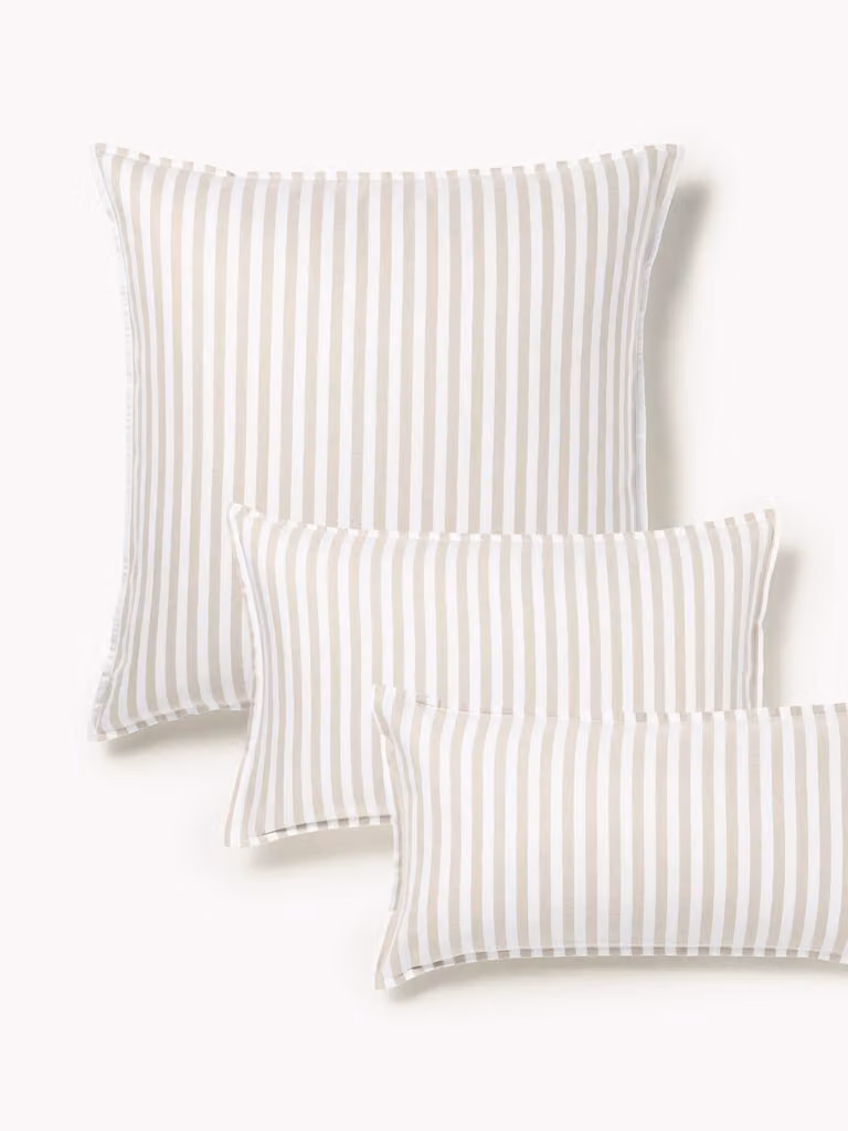 Westwing Collection Gestreepte flanellen kussenhoes Yola