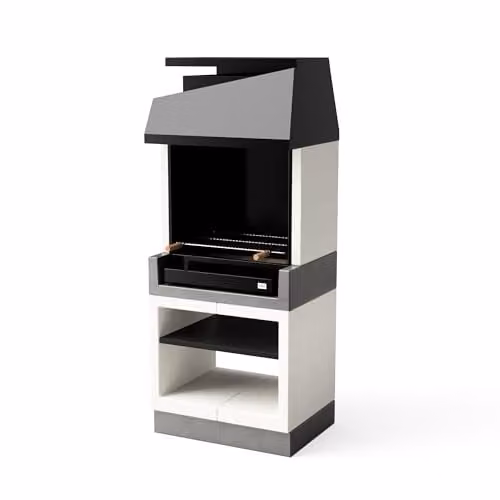 MOVELAR KITAWAY OTTE Bouwgrill voor hout en kolen, grijs/wit, H x B x D: 206 x 84 x 63 cm