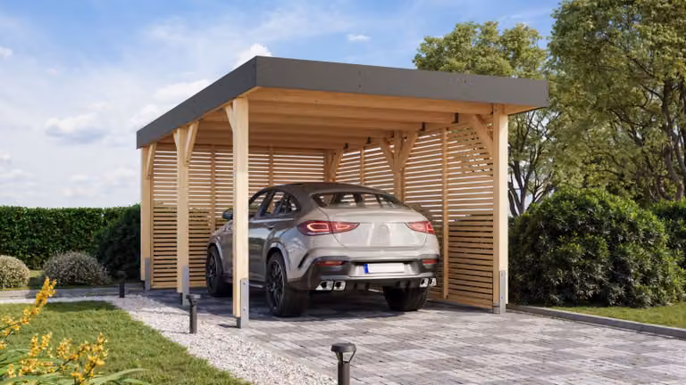 Karibu Houten Carport Karl met Lamellenwanden, Grenenhout, B/D/H: 576 x 318 x 246,5 cm