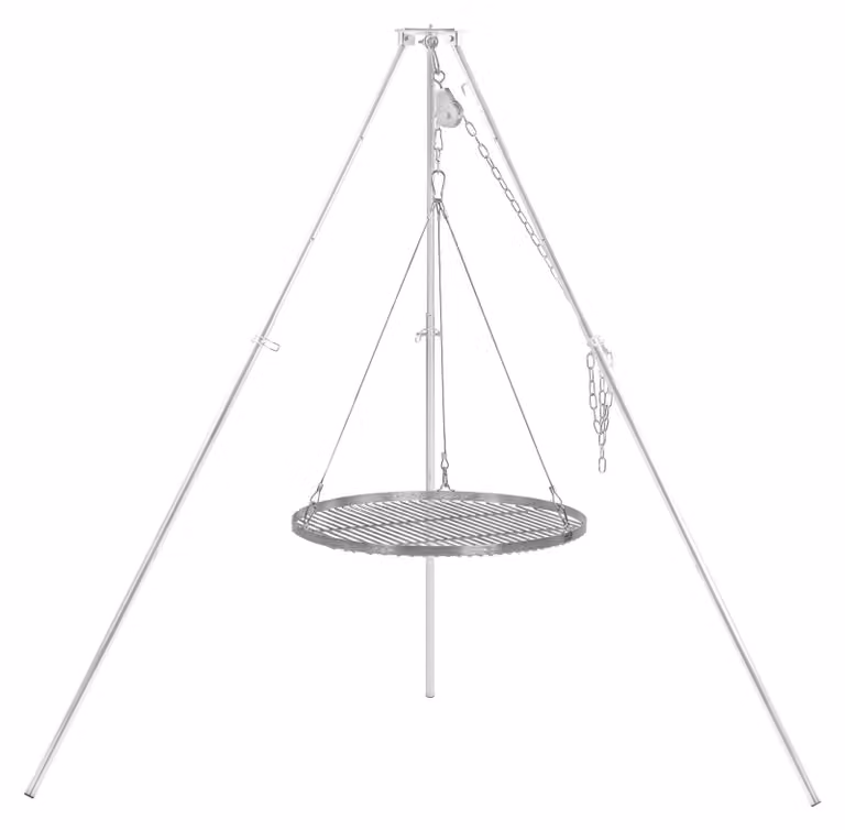 BBQ-Toro driepoot draaigrill van verzinkt ijzer met verstelbare hoogte van 119 tot 184 cm en een grillrooster van 60 cm diameter