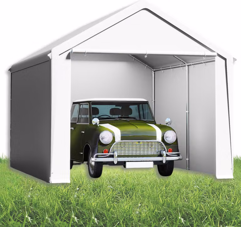 UISEBRT Carport met dak en afneembare zijwanden, Wit, 3 x 4 m