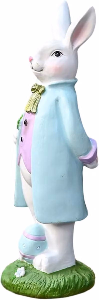 Handgeschilderd Paashaas Decoratie - Multicolor Konijn Figuur voor Lentefeest - Hoogte: 26.5 cm