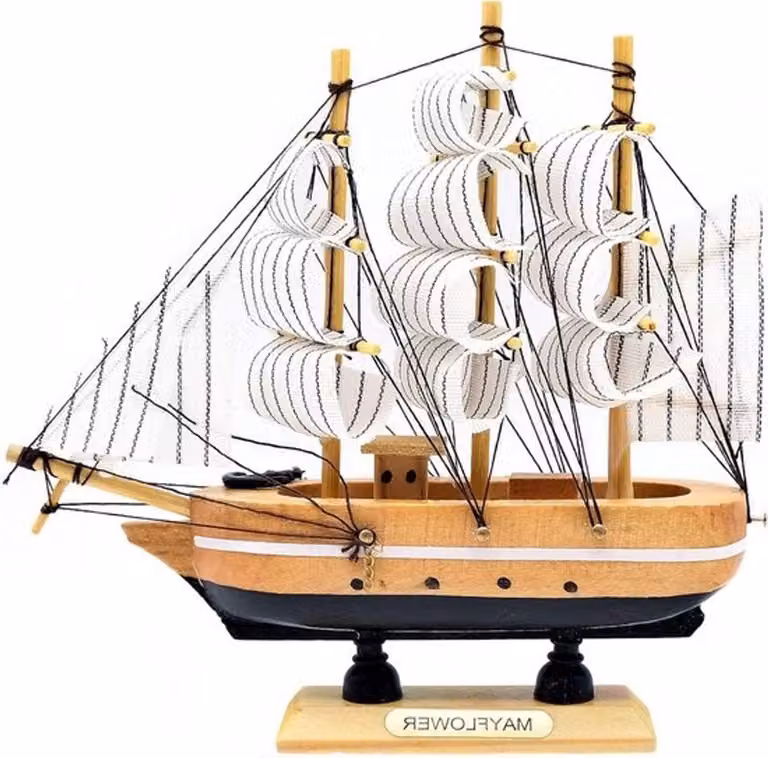 VVGoods Houten Zeilbootdecoratie - Maritiem Nautisch Desktopornament - 16 cm